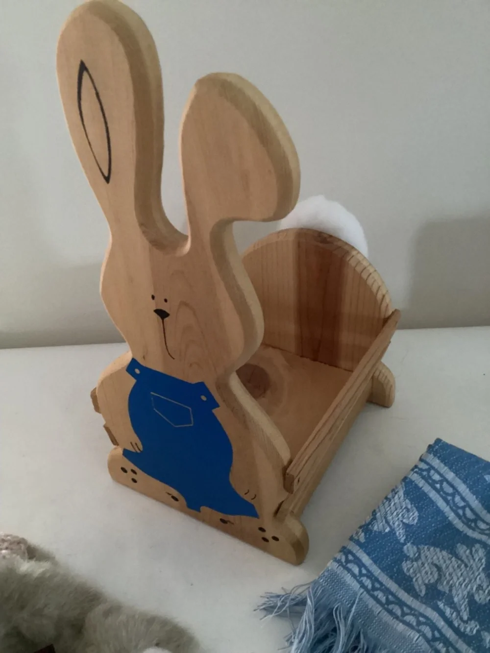 Wood Bunny Basket + Boyd’s Bears Bunny, Bunny Towel and Carrot Trims